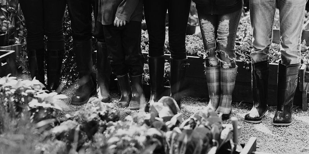 Diverser People Legs Wearing Farming Boots