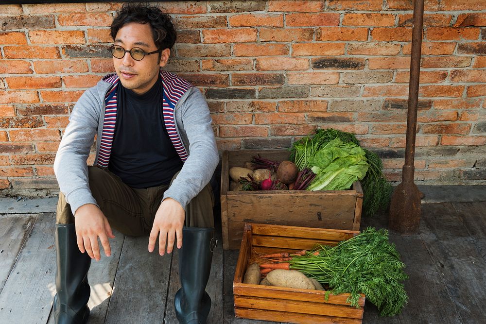 Farmers with fresh organic product