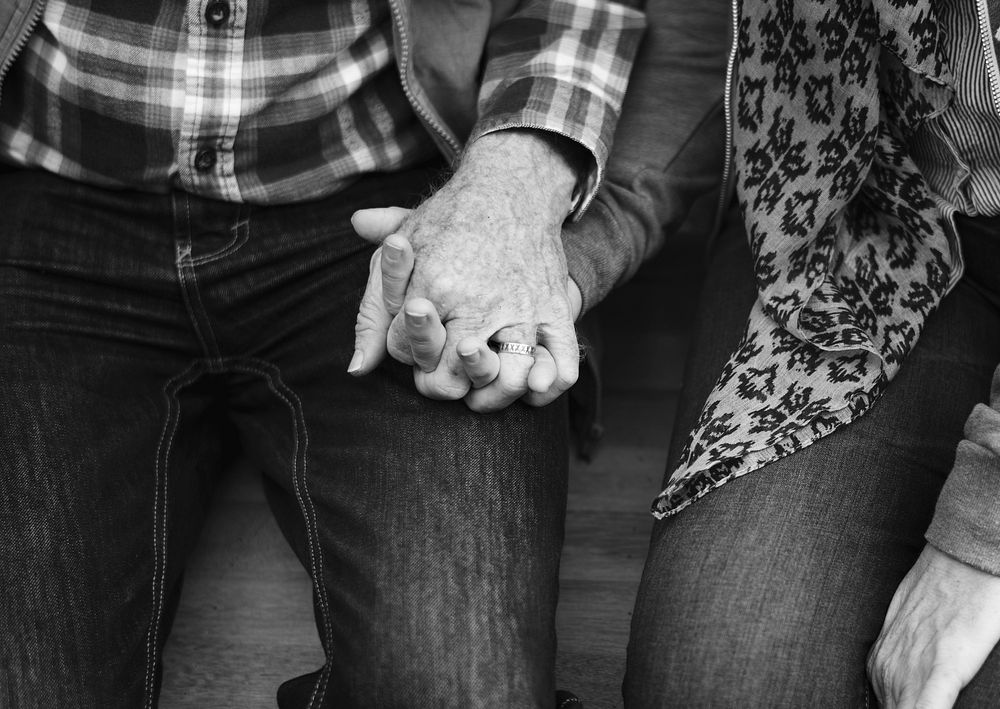 Senior Couple Holding Hands Together Love Smitten