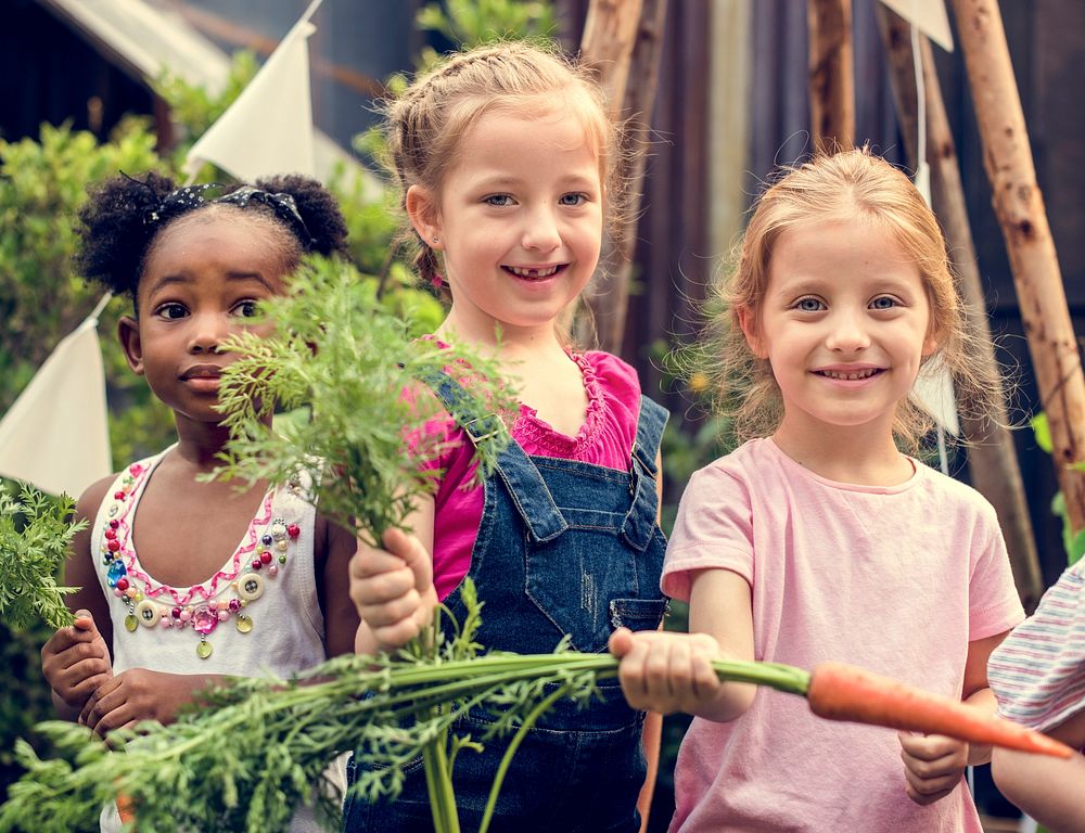 Group of Diverse Kids Learning Environment at Vegetable Farm