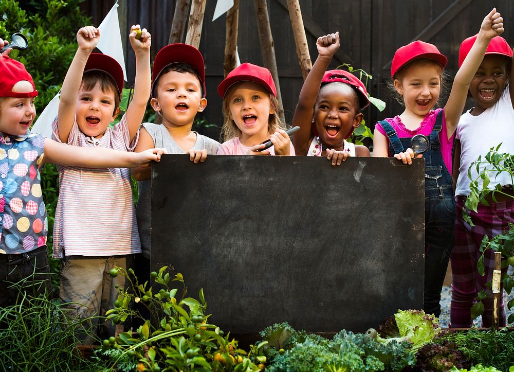 Diversity Group Of Kids Holding Board