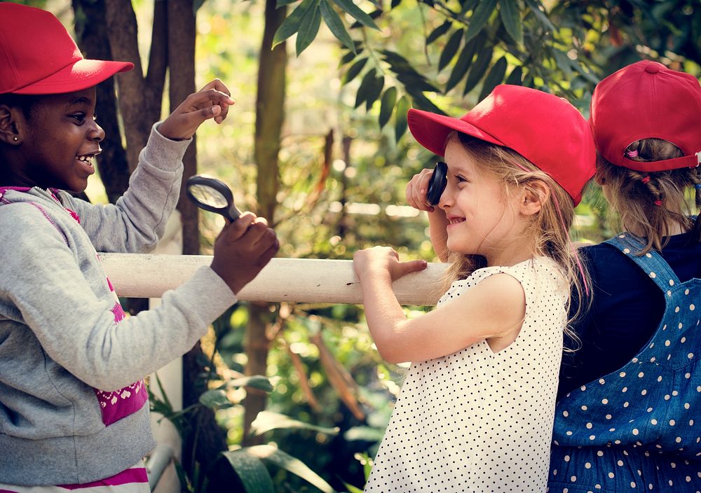 Diversity Group Of Kids Red Cap having Fun