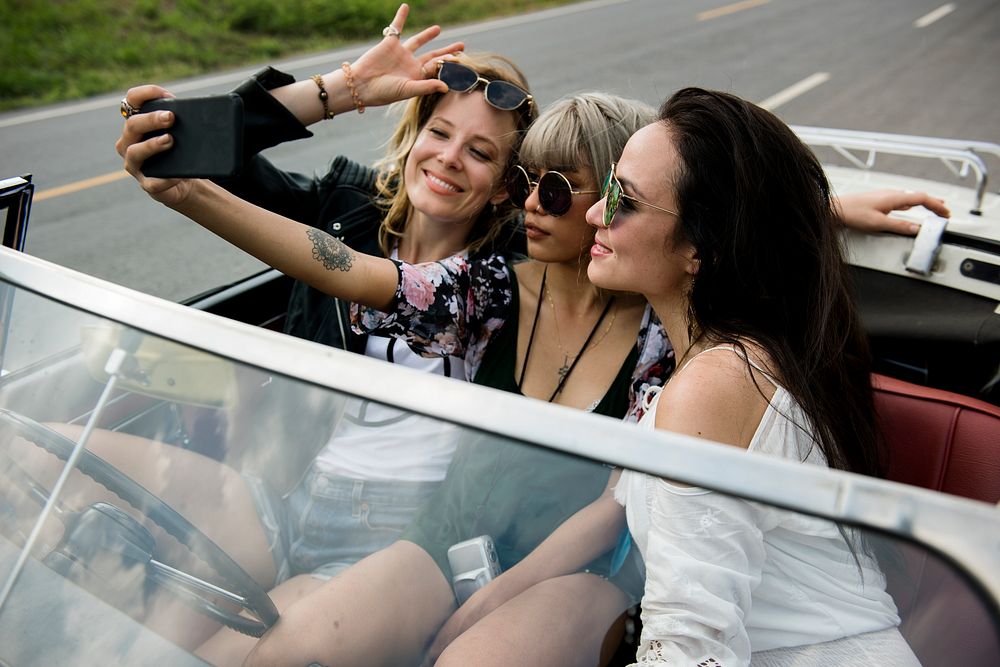 Group of Diverse Friends on Road Trip Together