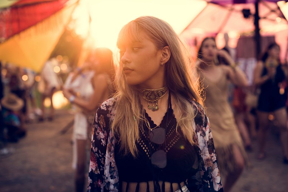 Woman Standing in Music Festival