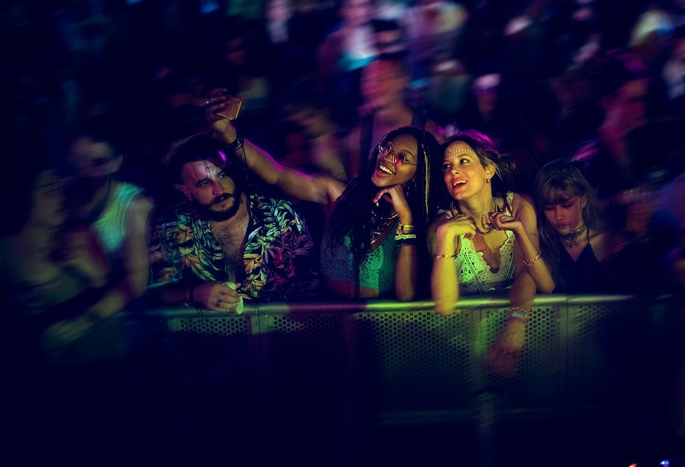 People Enjoying Live Music Concert Festival