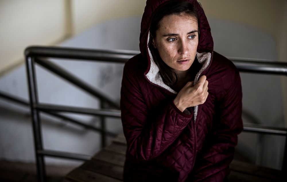 Woman Sitting Hopeless Thoughtful