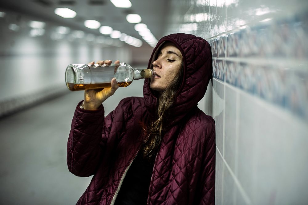 Homeless Alcoholic Drinking Alcohol