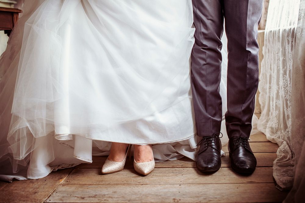 Couple take an abstract wedding shoot at legs