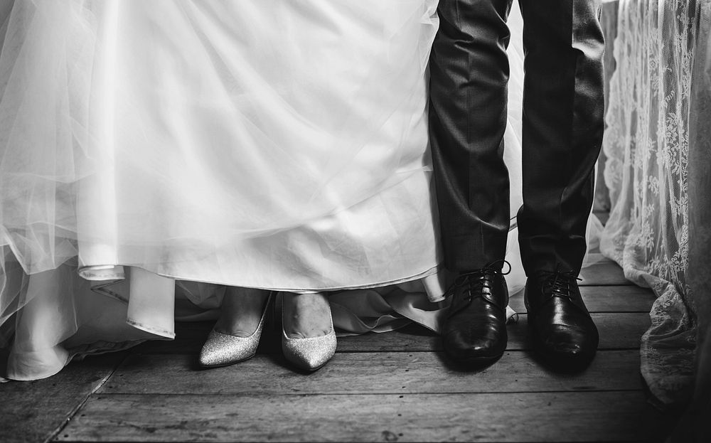 Bride and Groom Feet in Wedding Marriage Ceremony