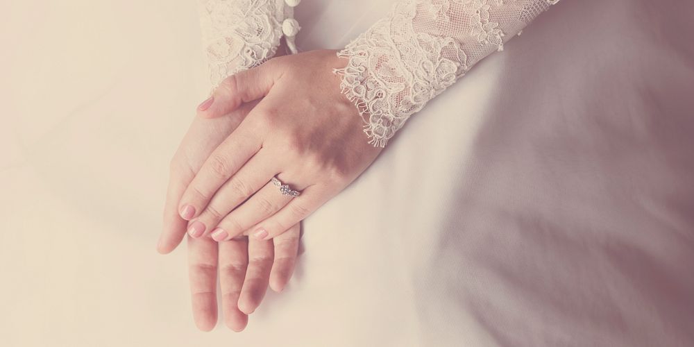 Bride and groom's hands with their wedding rings