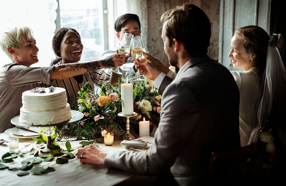People having a toast at a wedding table