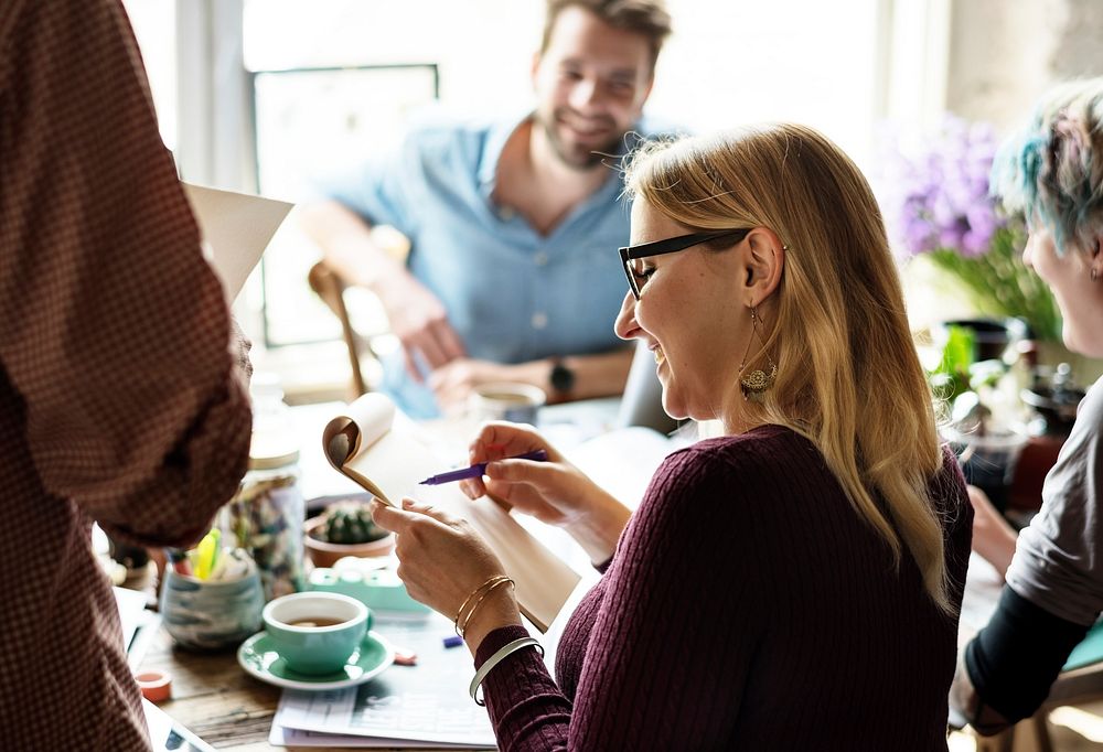 Colleagues Exchanging Opinion Ideas Working