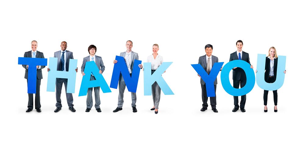 Multi-Ethnic Business People Holding Thank You