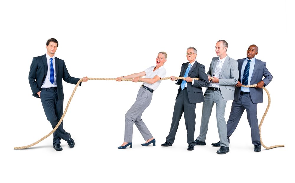Group of Business People Pulling Rope
