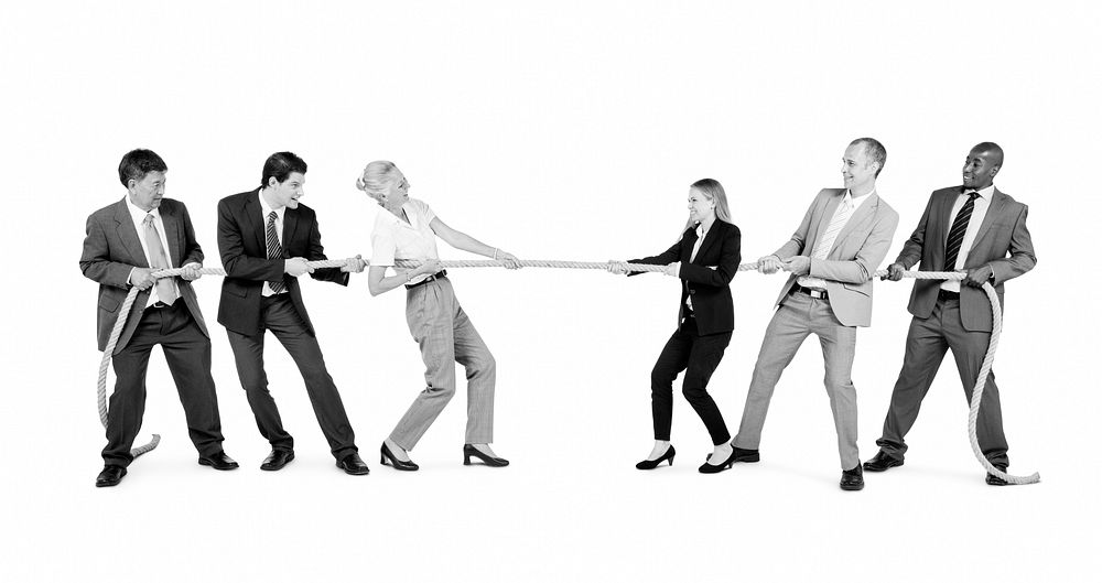 Group of Business People Pulling Rope