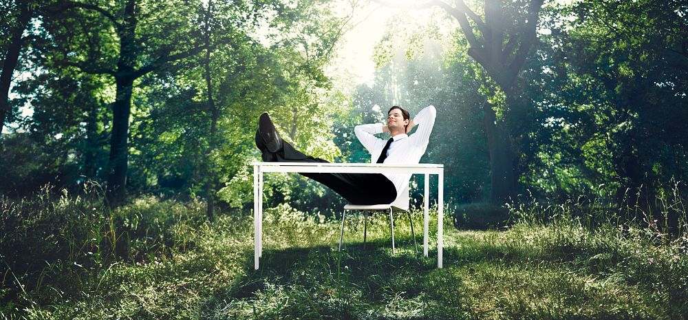 Businessman Working With The Nature Concept
