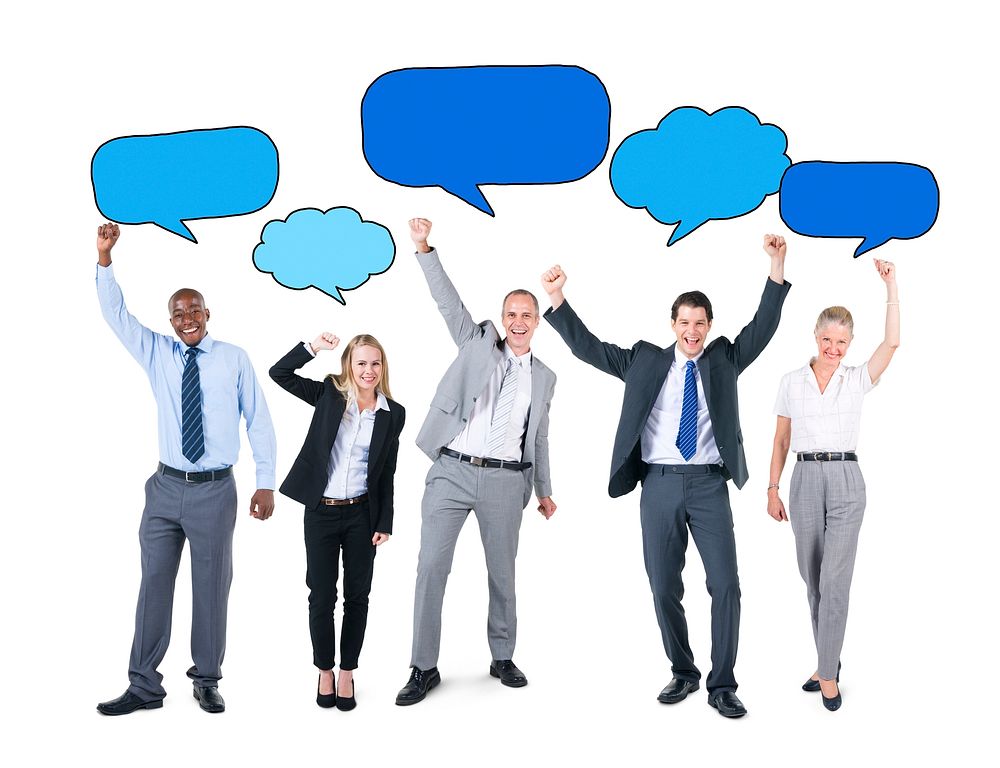 Business People Holding Speech Bubbles