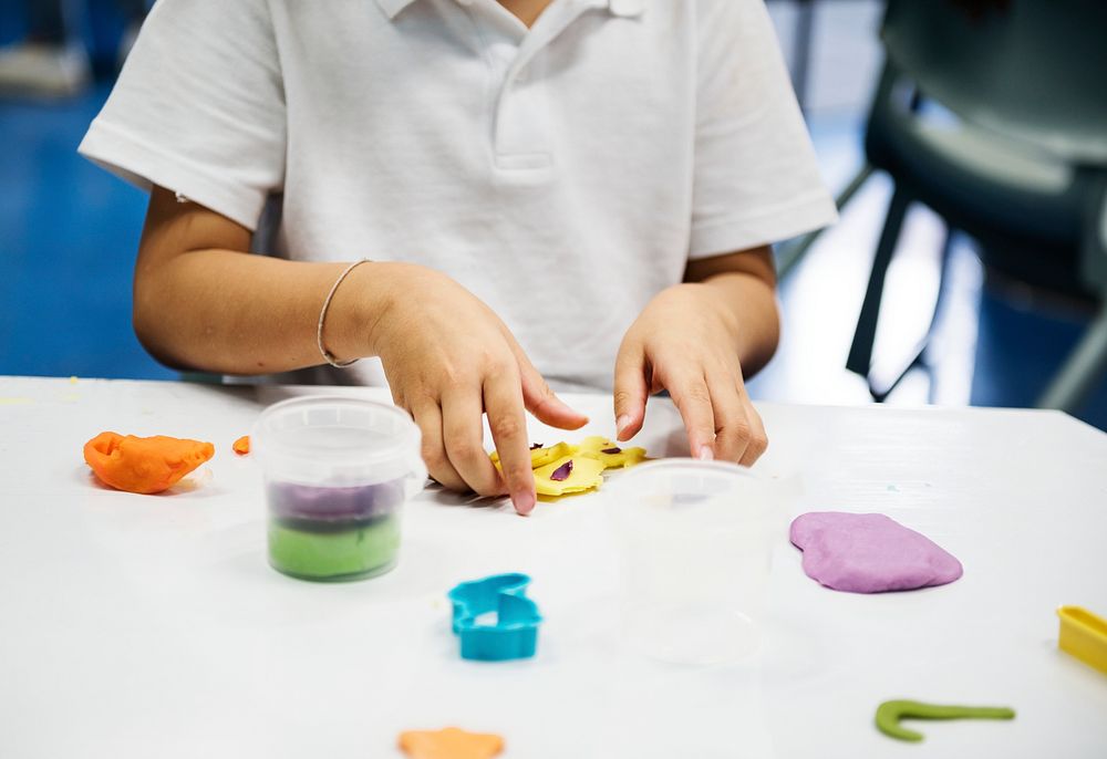 Kids playing with clay