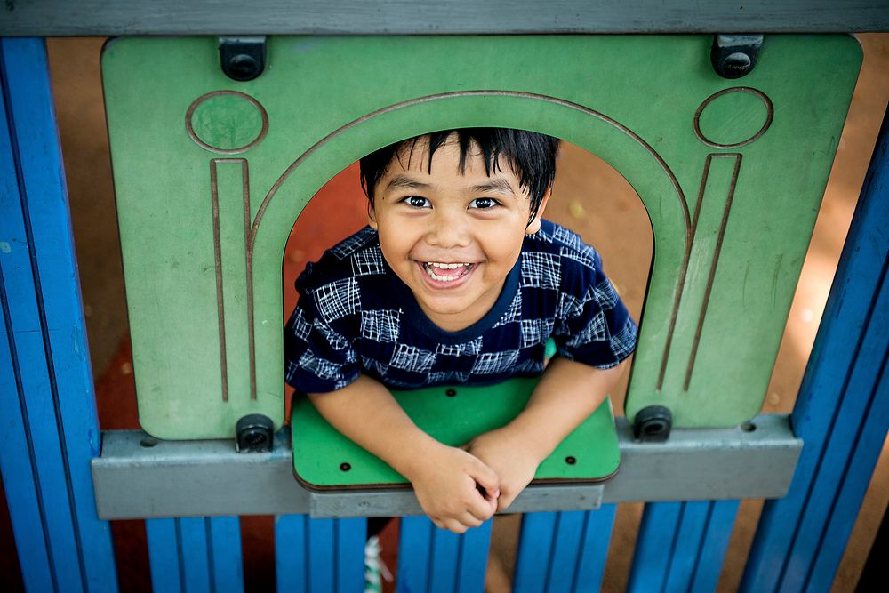 Happy boy at school playground