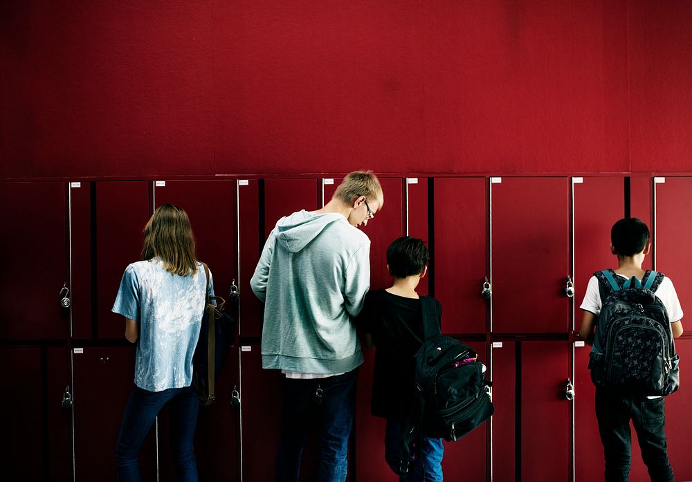 Students at the lockers
