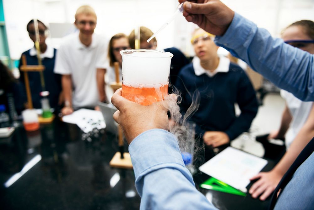 Group of students conducting a science experiment 