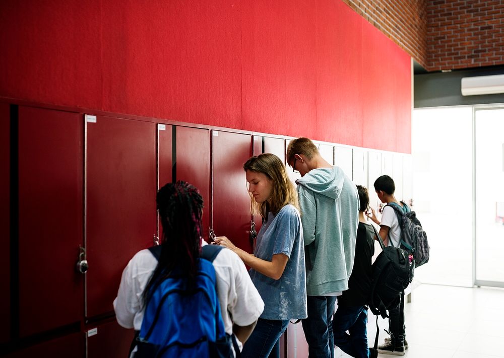 Students at the lockers
