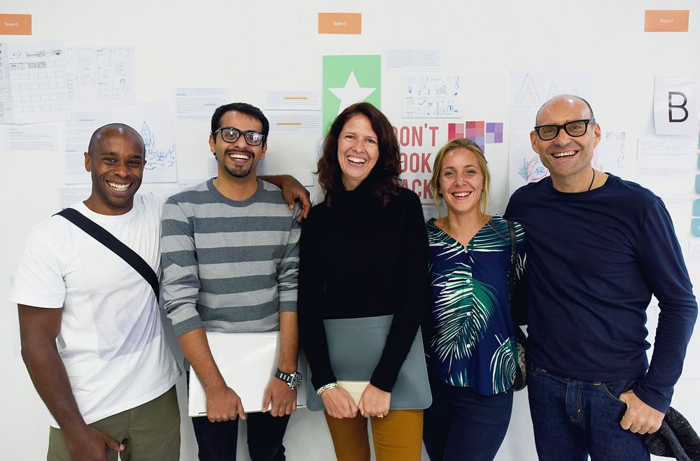 Group of diverse people attending startup business course