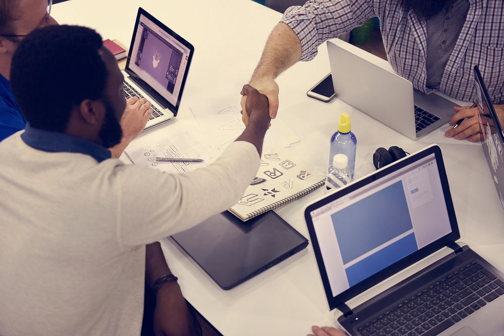 People using computer laptop