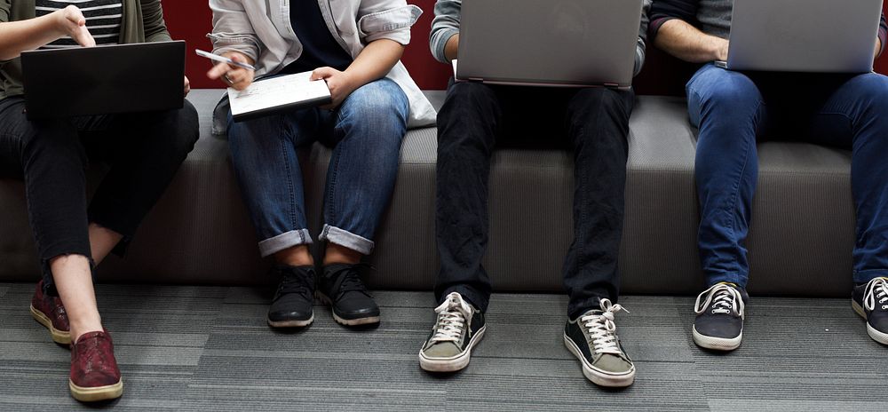 Group of diverse people are brainstorming together