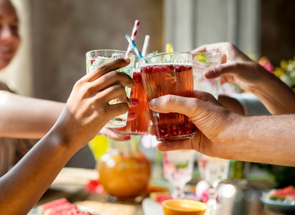 Friends party drinks healthy gathering