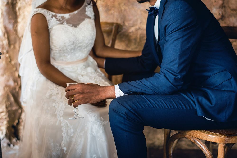 Newlywed African Descent Couple Together Wedding Celebration