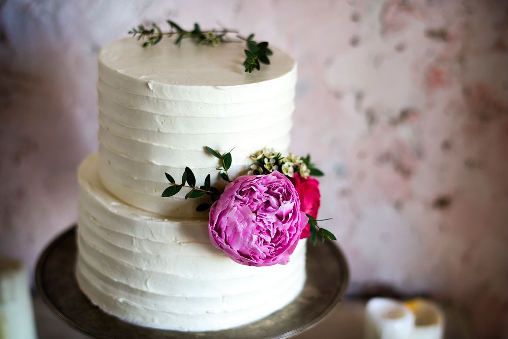 Closeup of White Layers Wedding Cake