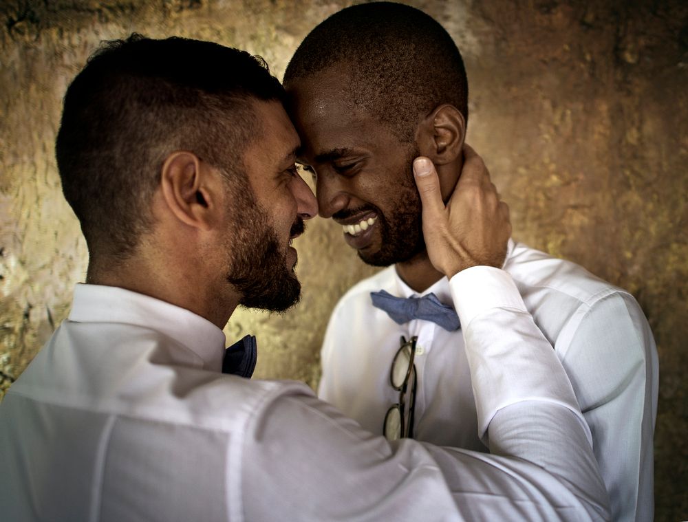 Closeup of Gay Couple Smiling Together