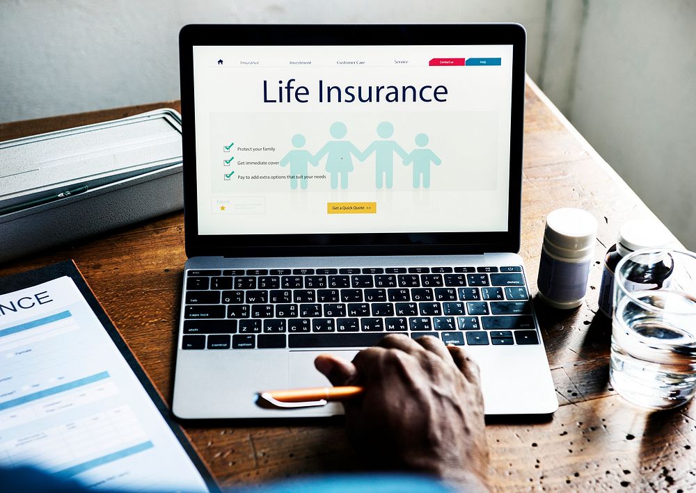 Life insurance plan on laptop screen