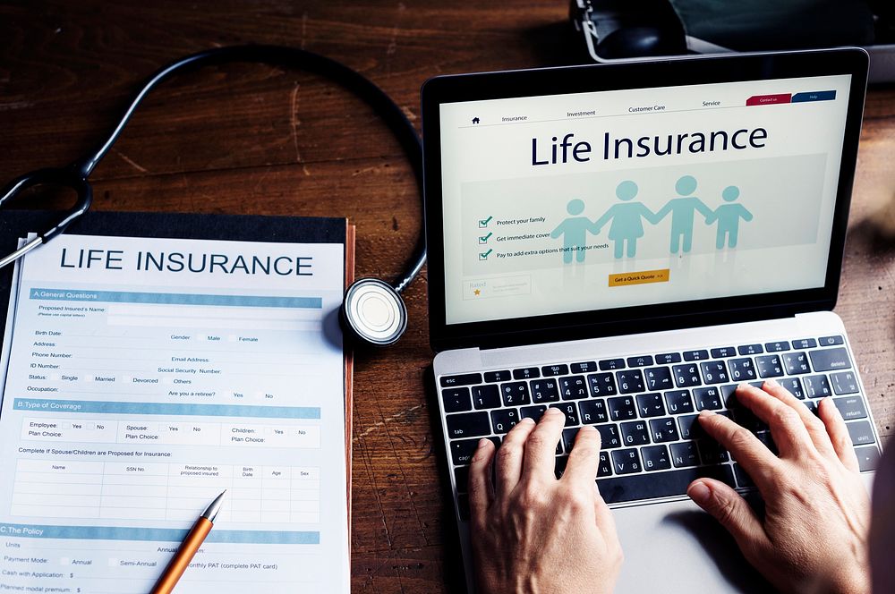 Life insurance plan on laptop screen