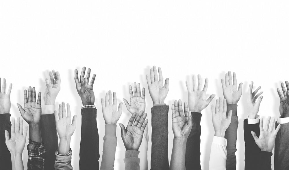 Group of Multiethnic Diverse Hands Raised Concept
