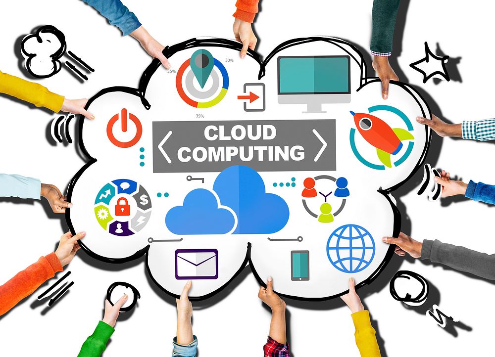 Hand Connection Global Communications Cloud Computing Concept