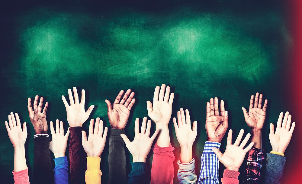Hands Raised Togetherness Diversity People Concept