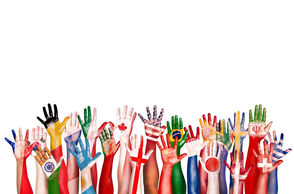 Hands Flag Symbol Diverse Diversity Ethnic Ethnicity Unity Concept