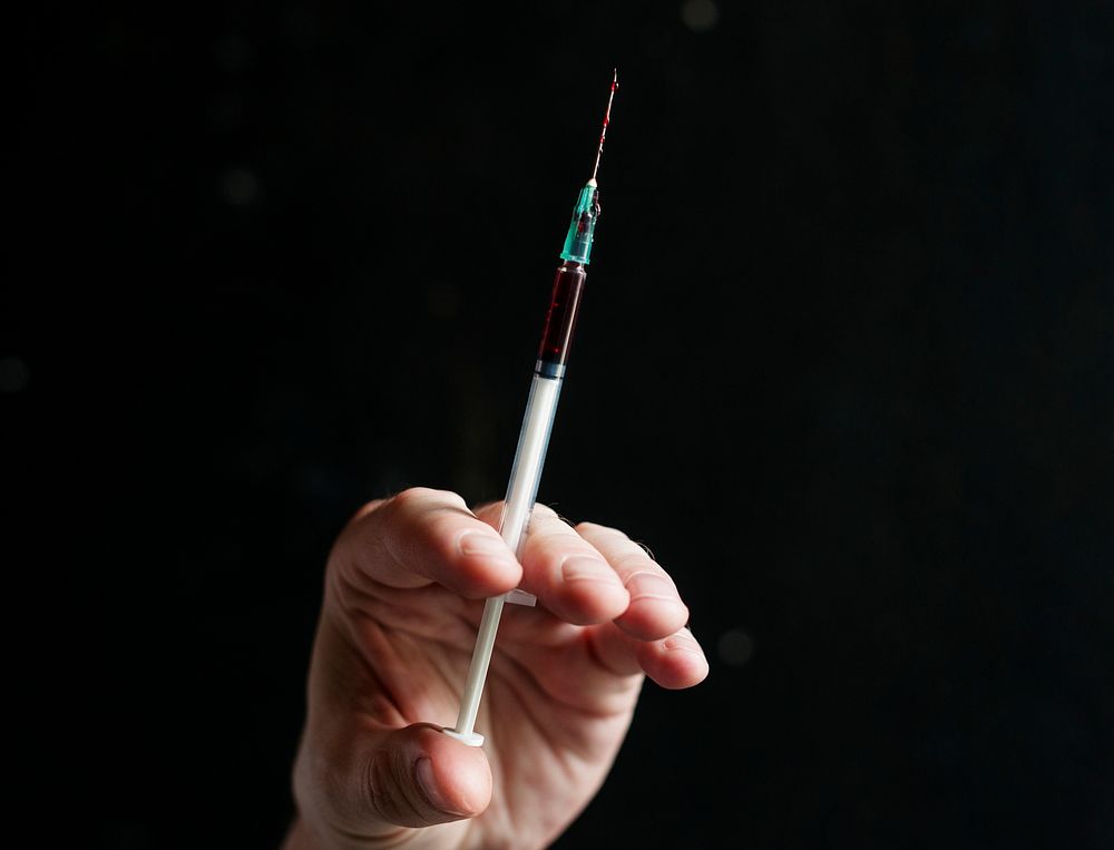 Blood in a syringe