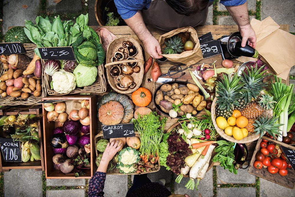 Outdoor organic fresh vegetable market