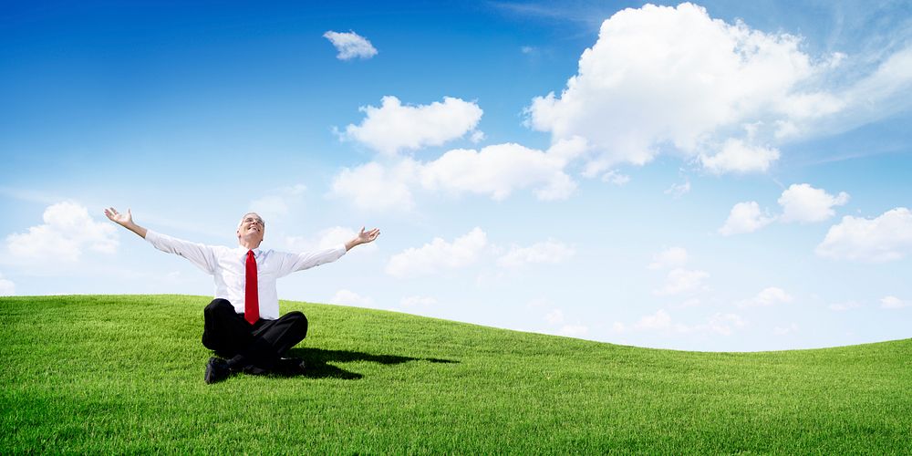 Senior Businessman freedom Achievement Relaxation Concept