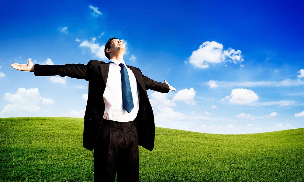Businessman Relaxation Refreshing Success Business Concept
