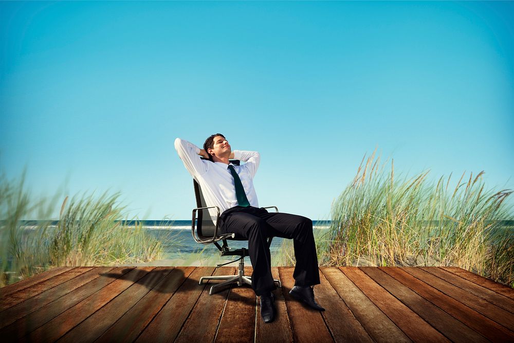 Businessman Relaxation Freedom Happiness Getaway Concept