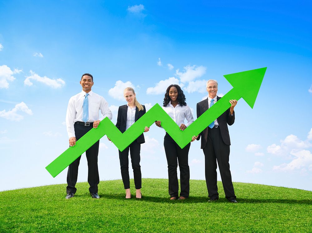Business People Outdoors Holding Developed Line Graph