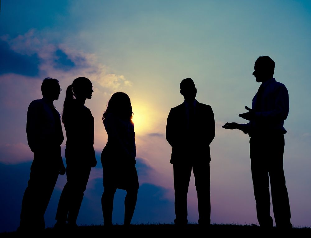 Business People Meeting Outdoors Silhouette Concept