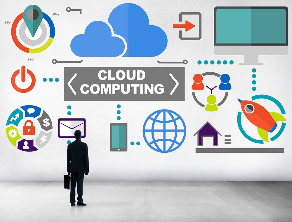 Businessman Planning Global Communications Cloud Computing Concept