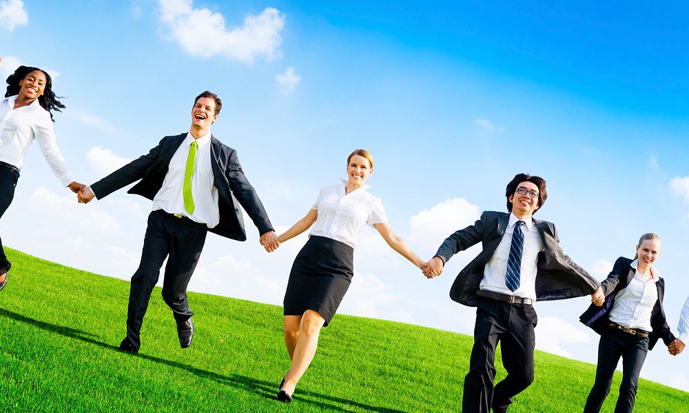 Business People Running Outdoors Nature Concept