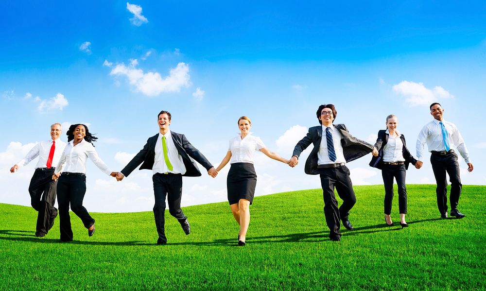 Business People Running Outdoors Nature Concept