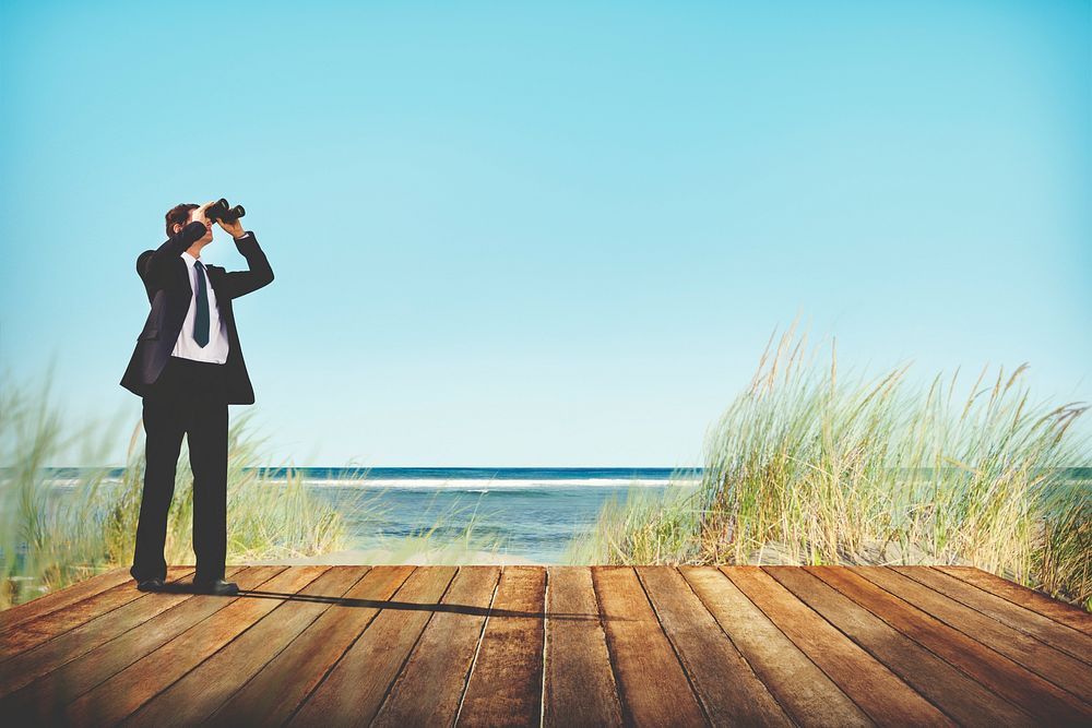 Businessman Alone Looking Explore Searching Concept